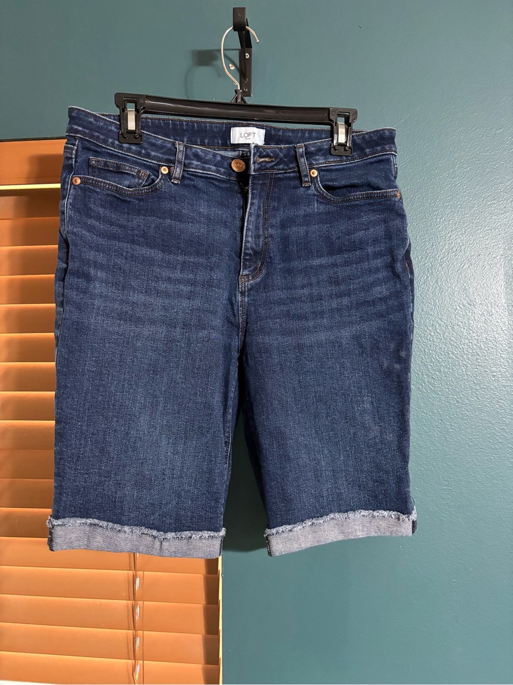 LOFT Dark Wash Denim Bermuda Shorts